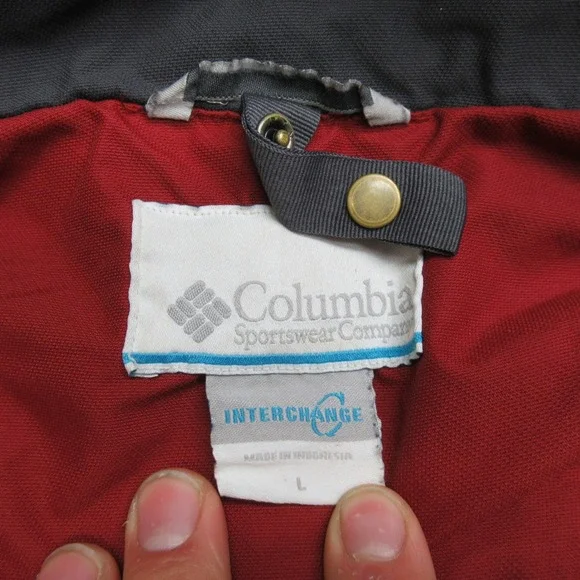 Columbia Jacket Men Large Red Interchange Hood Full Zip Waterproof Ski 3in1SHELL - Picture 5 of 16